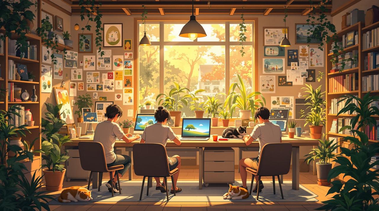 成人动漫在线播放团队在温暖的工作室中共同创作，用热爱传递每一帧感动